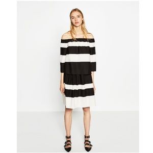 Zara Off-the-Shoulder Striped Blouse